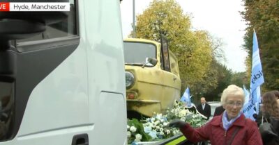 Ricky Hatton Only Fools And Horses-style van at funeral