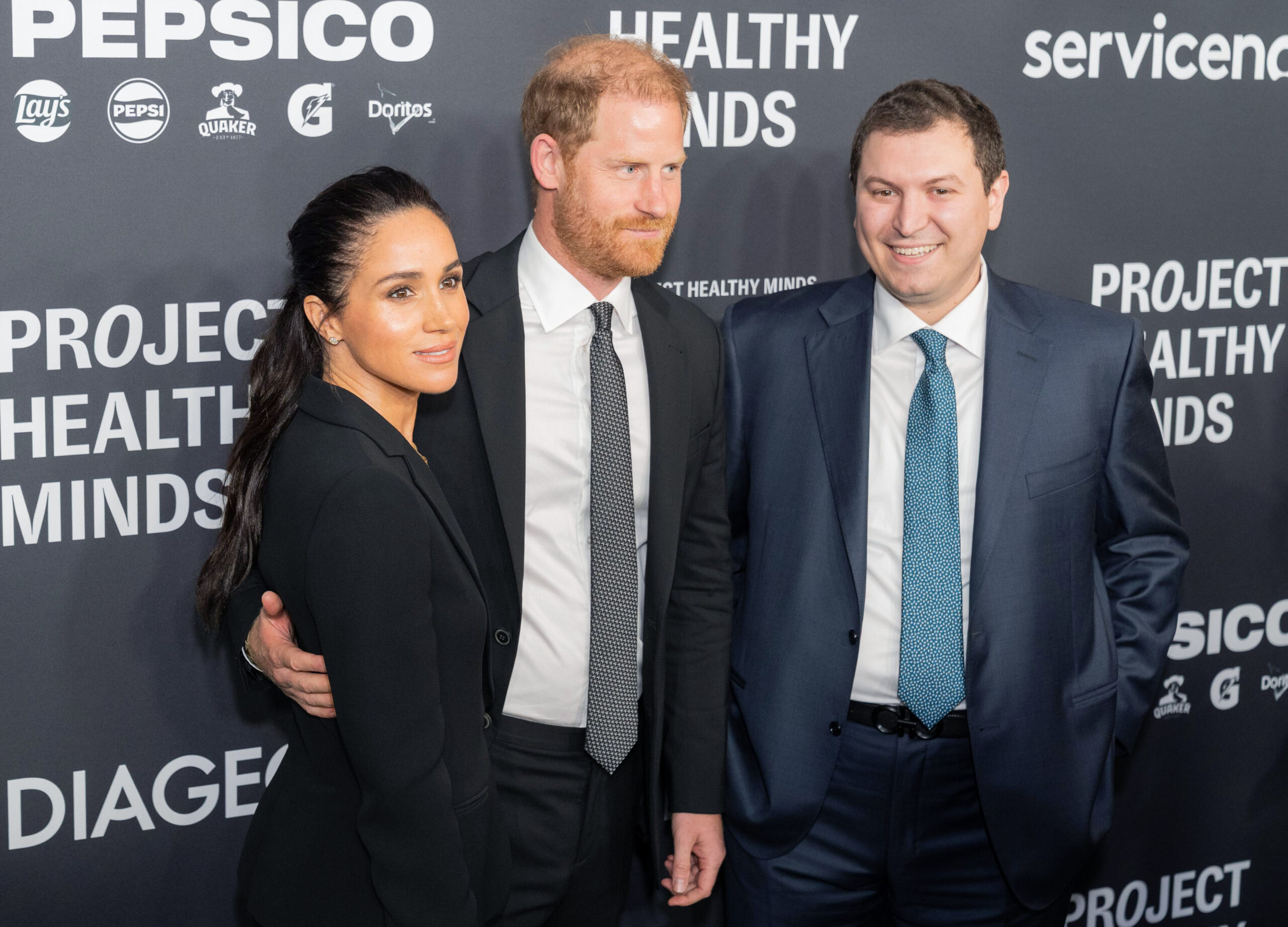 Meghan Markle, Prince Harry and Phil Schermer at Project Healthy Minds' gala in New York