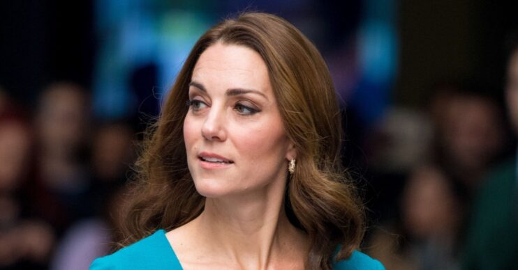 Kate Middleton up close in blue dress