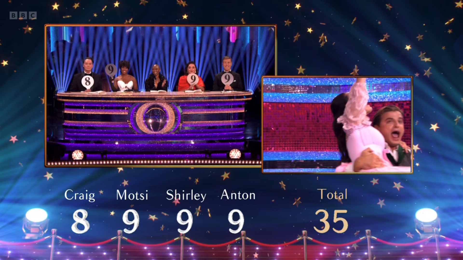 Split screen of the Strictly judging panel
