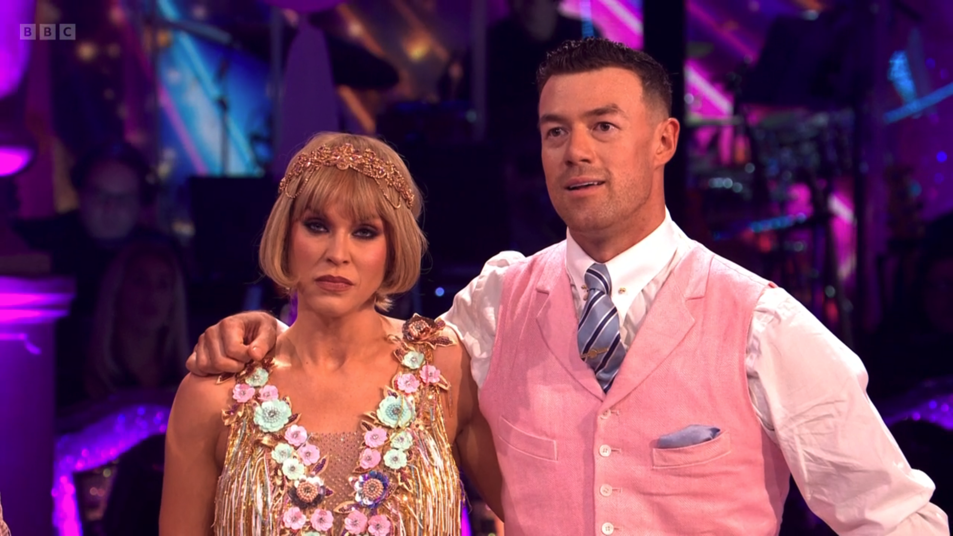 Vicky Pattison and Kai Widdrington looking upset on Strictly