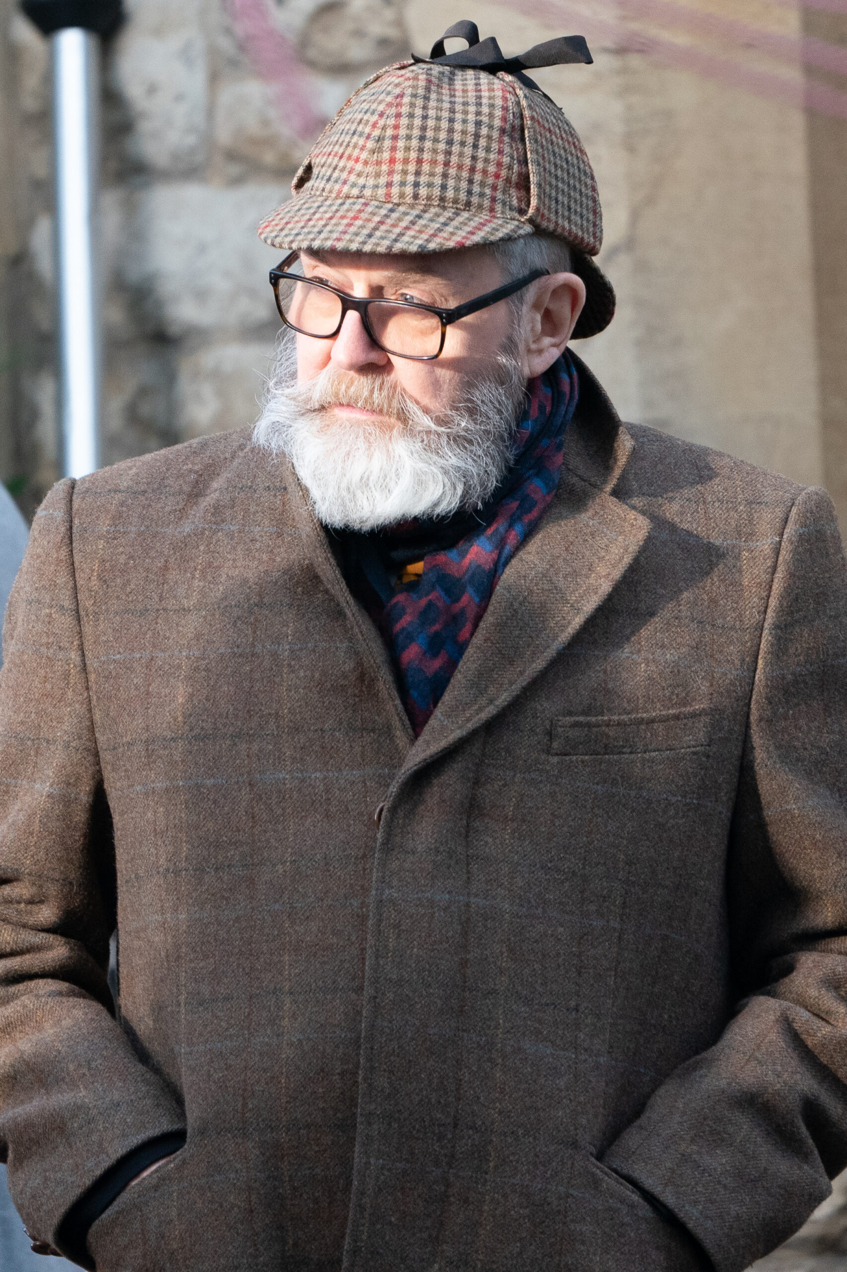 James Fleet filming the Comic Relief special One Red Nose and a Wedding