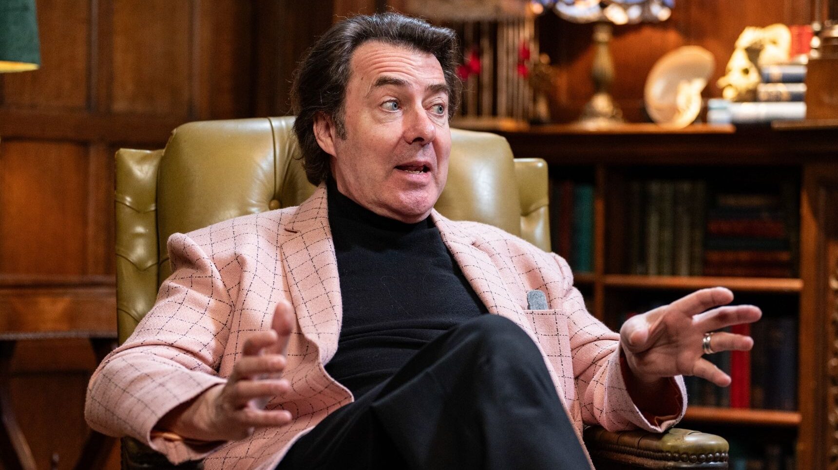 Jonathan Ross in pink suit jacket