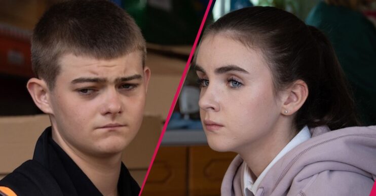 ED split pic: Dylan and April scared in Emmerdale