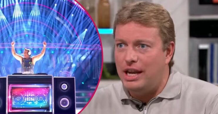 Thomas Skinner on Strictly (l) Thomas Skinner on Lorraine (r)