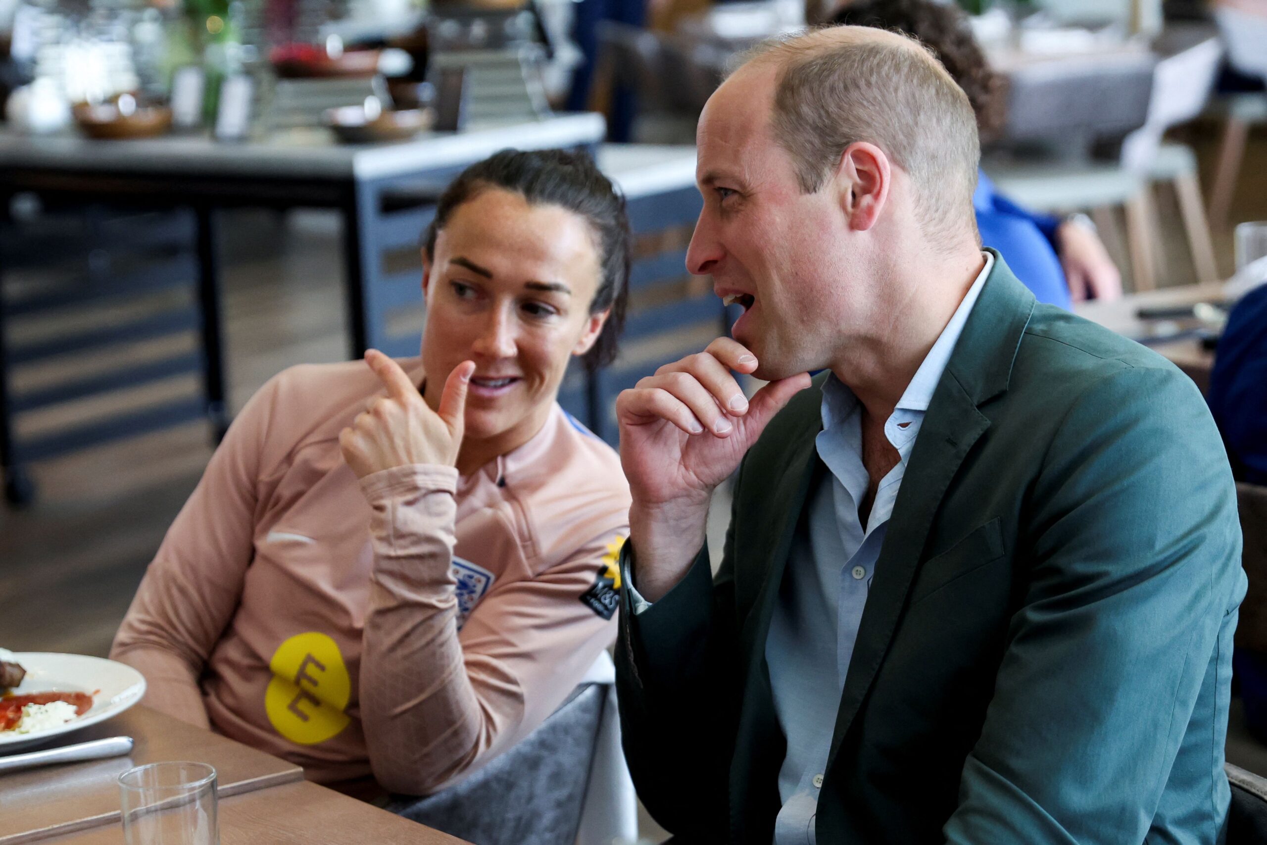 Lucy Bronze chatting to Prince William