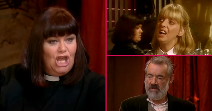 Dawn French and her co-stars in an episode of The Vicar of Dibley
