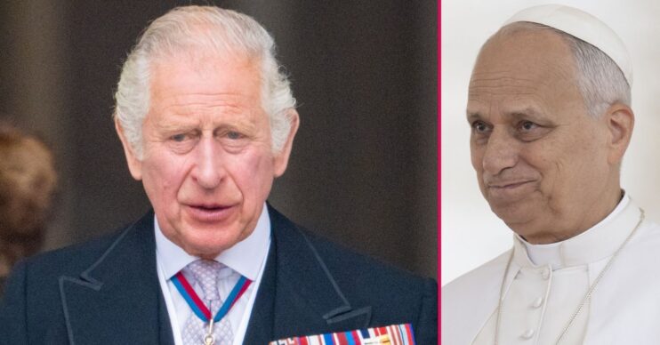 ED Composite: King Charles frowning beside Pope Leo