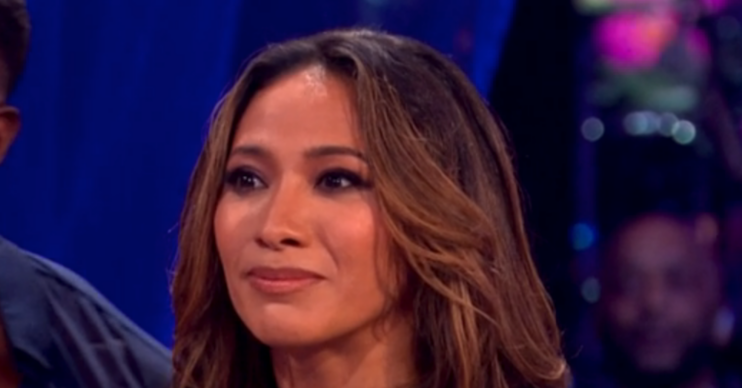 Karen Hauer looking straight faced on Strictly