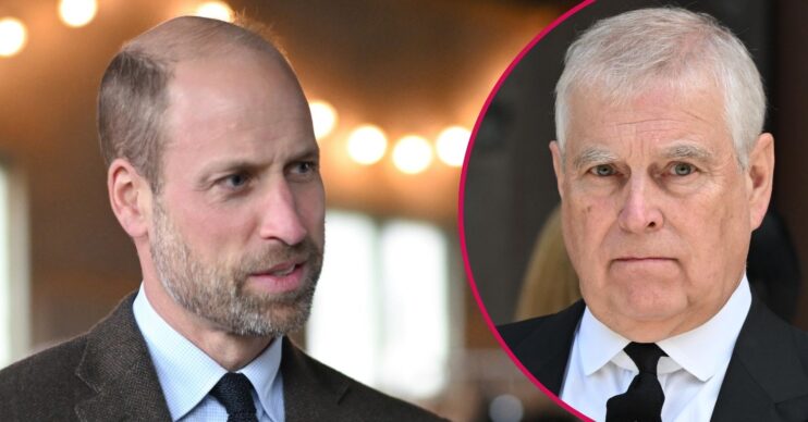 ED composite of Prince William and Prince Andrew at different events, looking serious