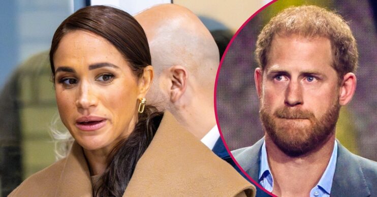 ED composite of Meghan Markle and Prince Harry looking worried