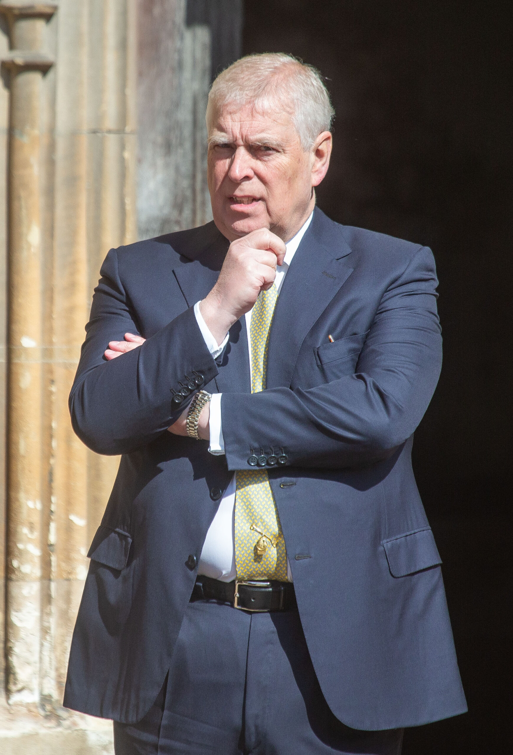 Prince Andrew frowning