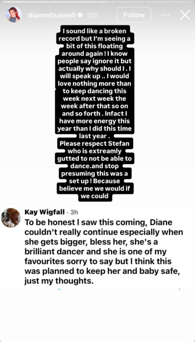 Dianne Buswell's Instagram Stories post
