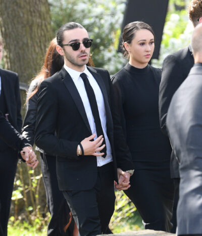 Nathan Sykes and Charlotte Burke at Tom Parker's funeral