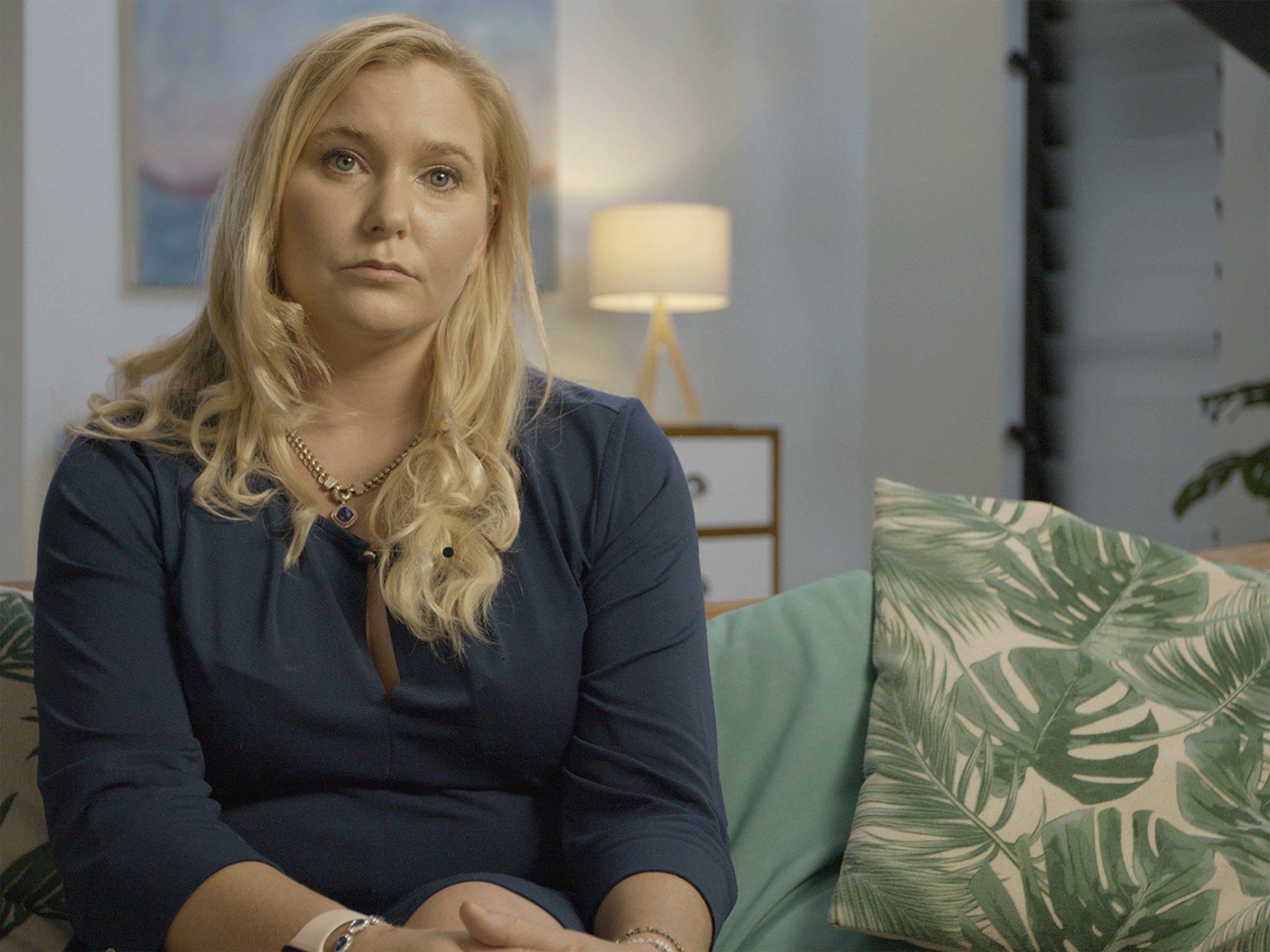 Virginia Giuffre looking sad in interview