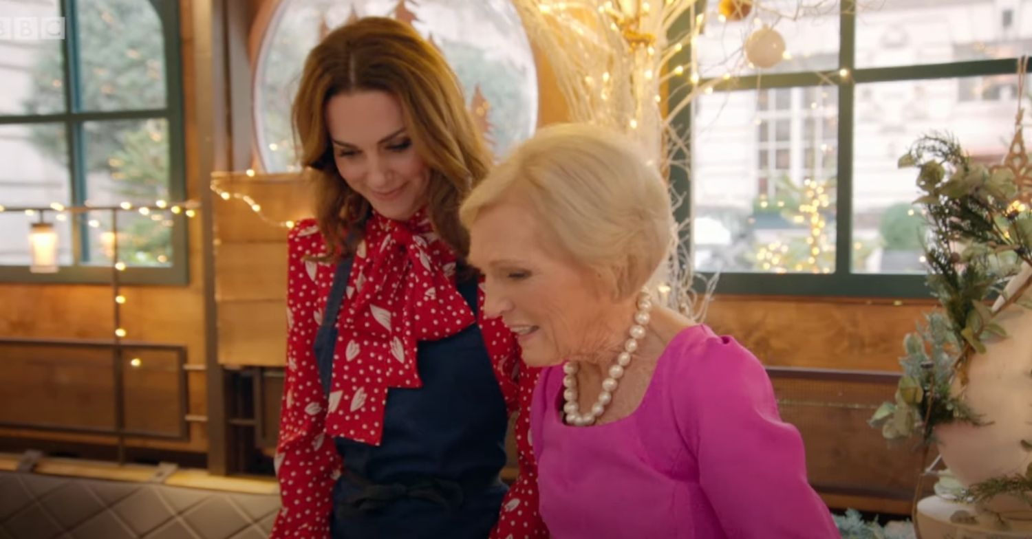 Dame Mary Berry with Prince William and Kate Middleton