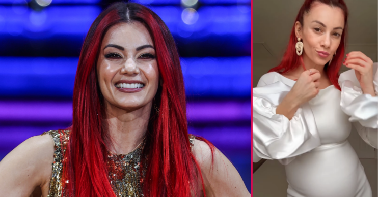 Dianne Buswell smiling and wearing a white dress