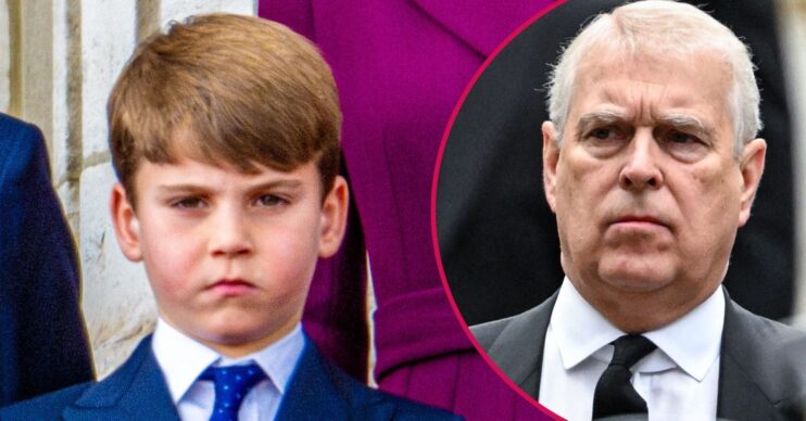 ED composite: Prince Louis frowning beside Prince Andrew frowning