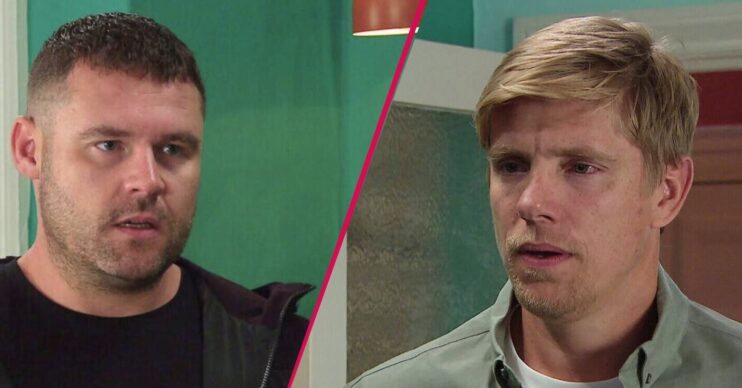 Aaron and Robert in Emmerdale split pic (Credit: ITV/Comp ED!)
