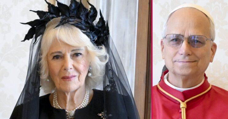 ED composite of Queen Camilla and Pope Leo during state visit