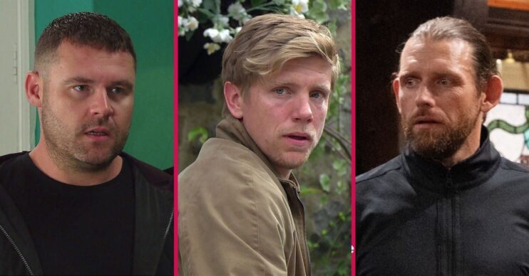 Aaron, Robert and Kev split pic in Emmerdale (Credit: ITV/Comp ED!)