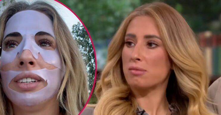 ED comp: Stacey Solomon in a face mask / Stacey Solomon annoyed