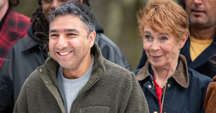 A close up of Celebrity Traitors stars Nick Mohammed and Celia Imrie