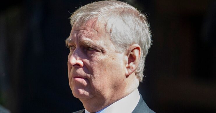Prince Andrew with an upset expression