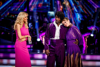 Tess Daly speaking to Jimmy and Lauren on Strictly