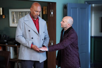 Teddy shares a tense conversation with George in EastEnders