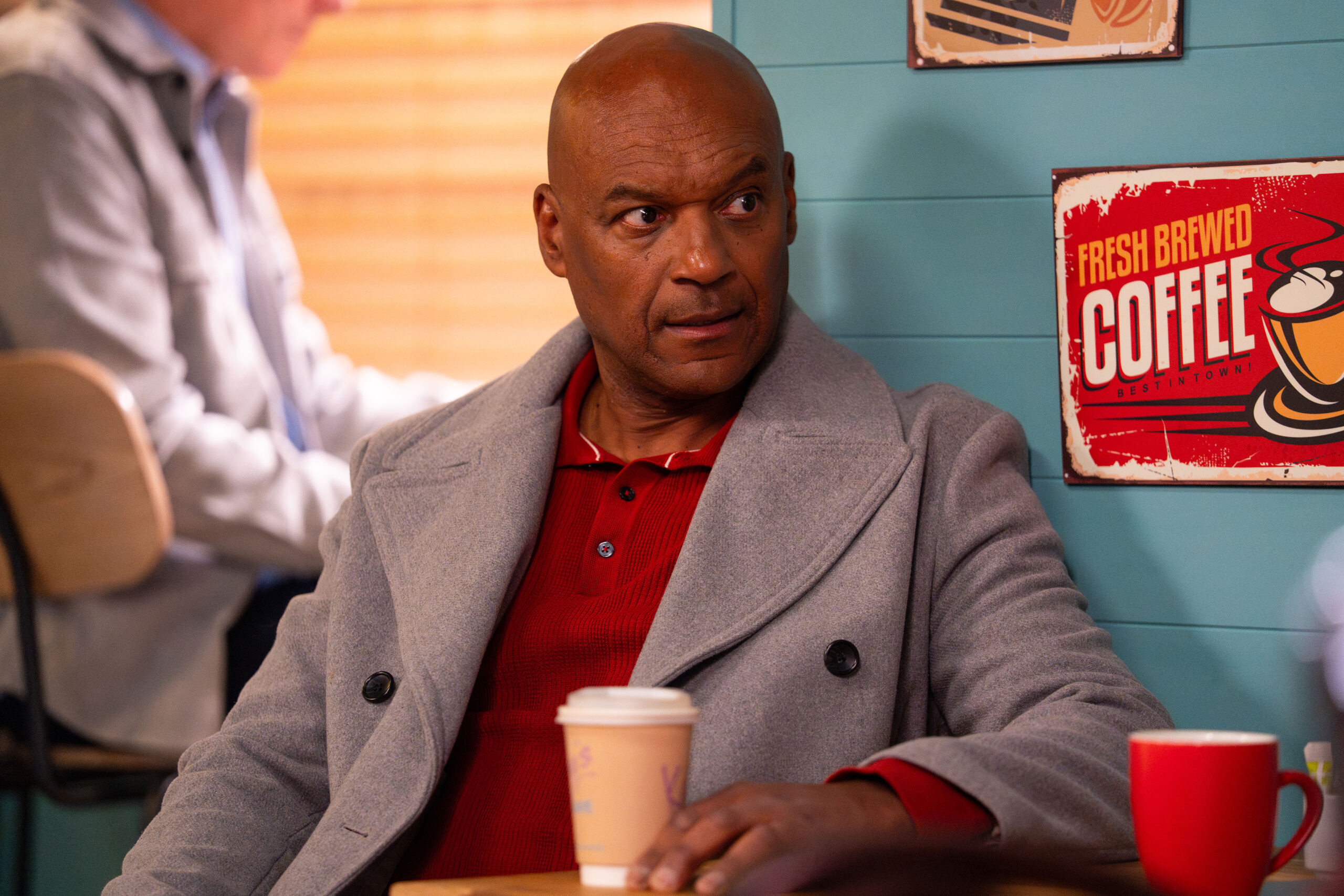 George looks worried on EastEnders