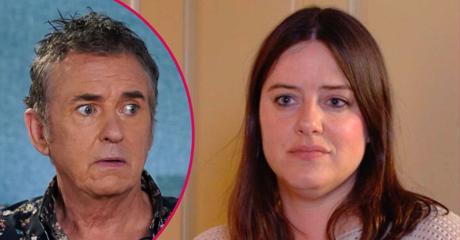 Zoe looks petulant in EastEnders; inset, Alfie looking guilty (Credit: BBC/Composite: ED!)