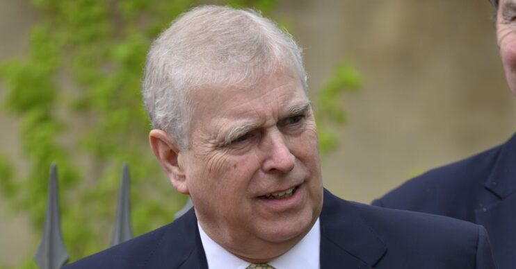 Prince Andrew frowning during Easter service