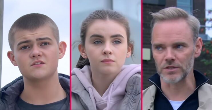 Dylan, April and Ray im Emmerdale split pic (Credit: ITV/Comp ED!)