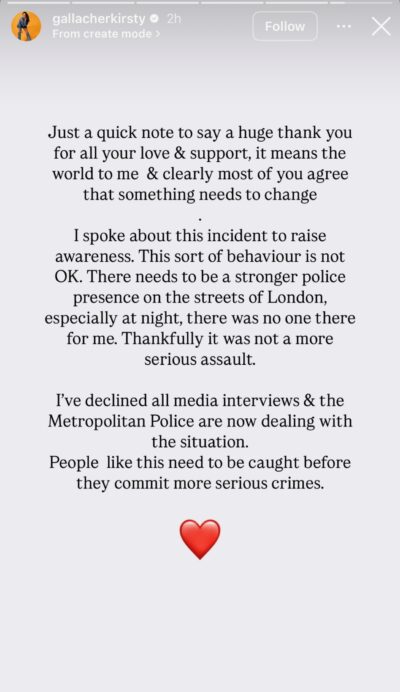 Kirsty's Instagram Story