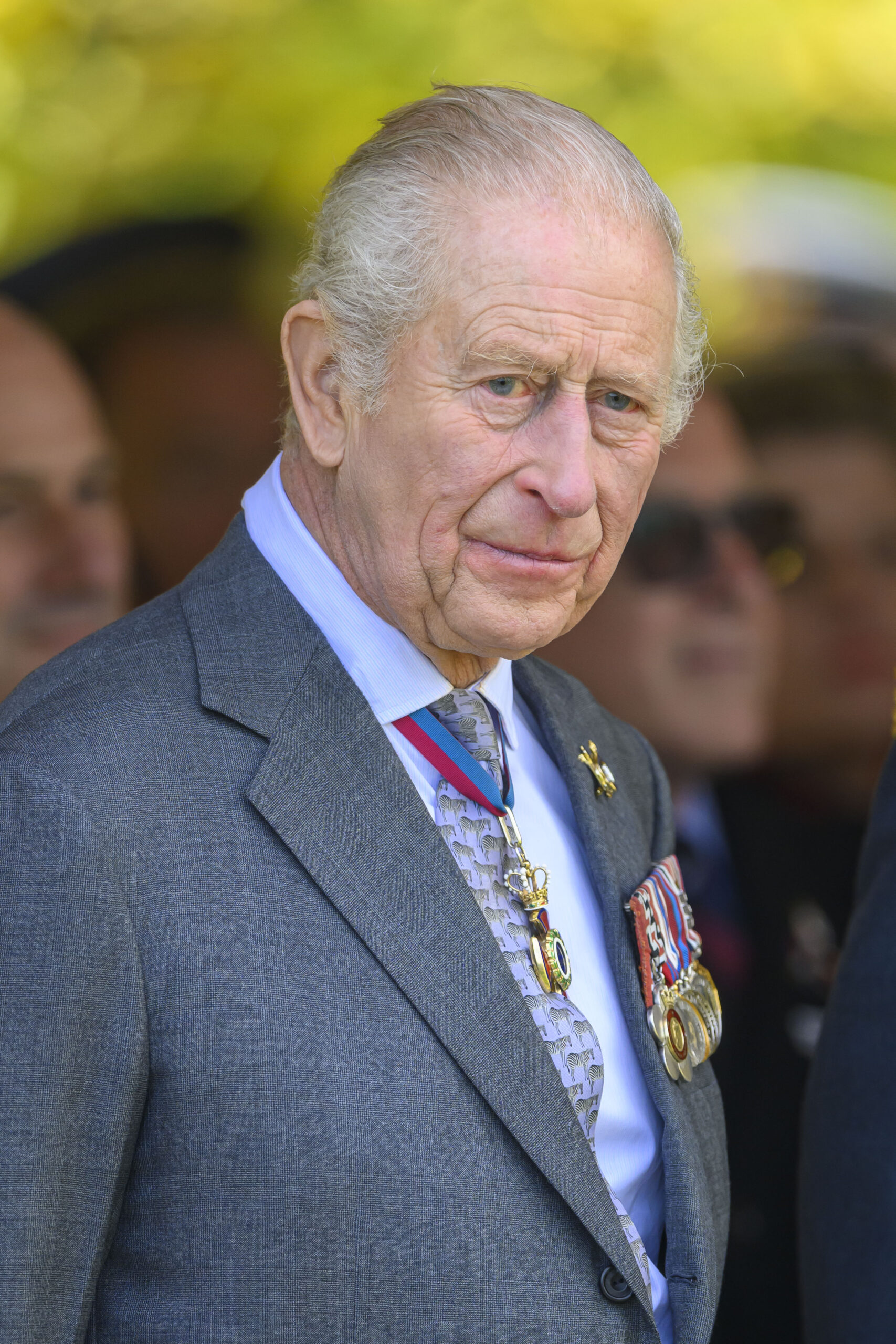 King Charles looking sombre