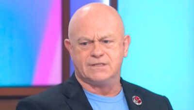 Ross Kemp looks angry during an interview on Loose Women