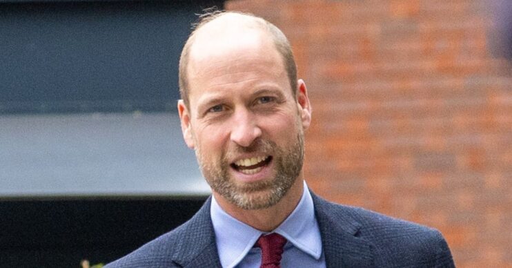 Prince William smiling during royal engagement