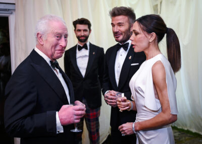 King Charles with David and Victoria Beckham at event