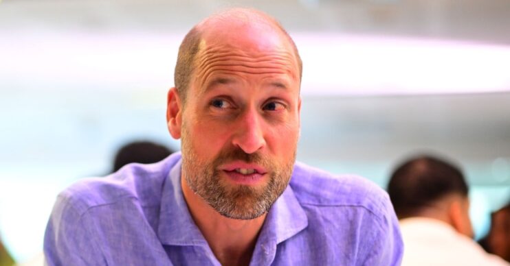 Prince William talking and raising his eyebrows in Brazil