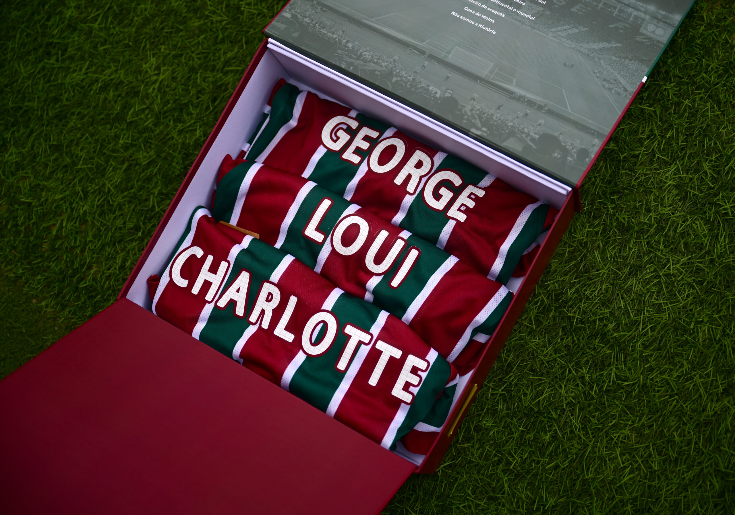 George, Charlotte and Louis football shirts