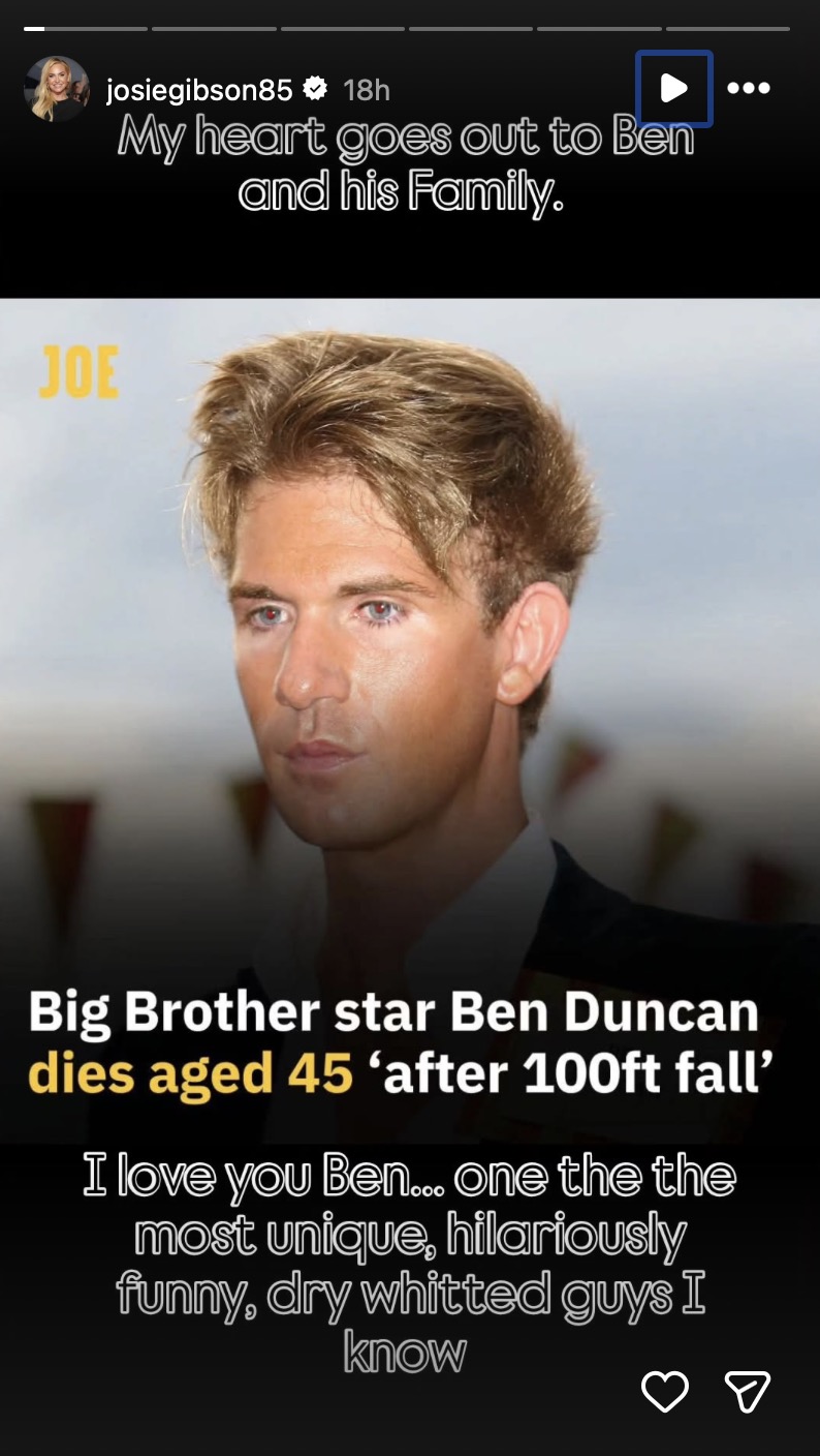 Josie Gibson Instagram Story 