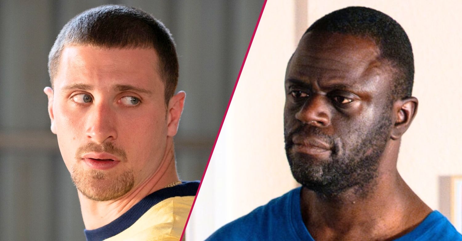 Composite image of Harry and Kojo on EastEnders, both looking worried (Credit: BBC/Composite: ED!)