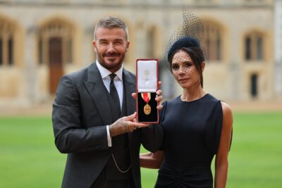 David Beckham receiving a knighthood alongside Victoria