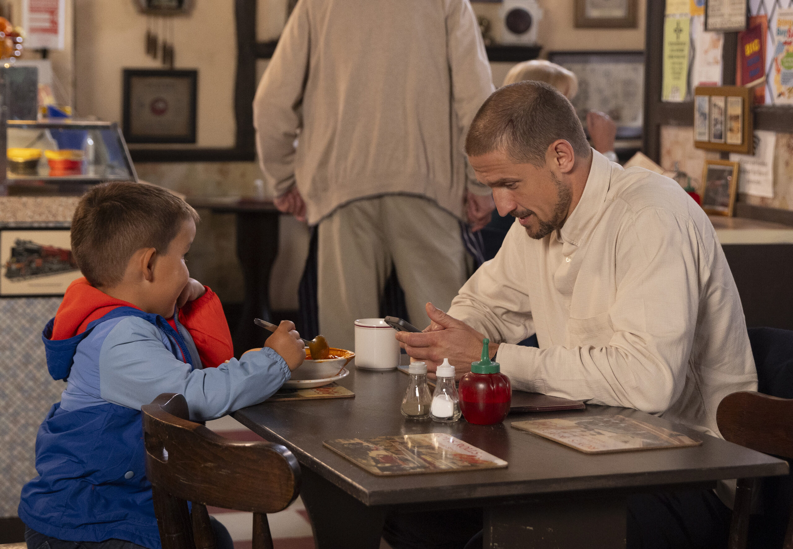 Carl and Alfie talking in Coronation Street