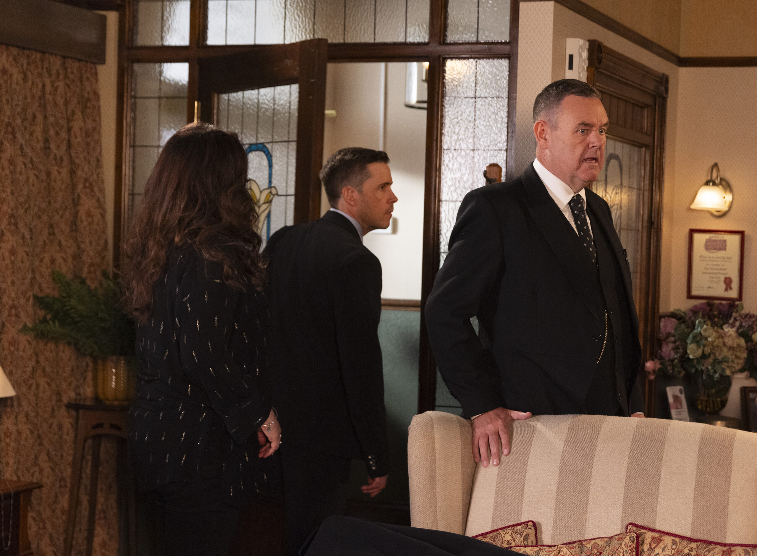 George, Todd and Christina at work in Coronation Street