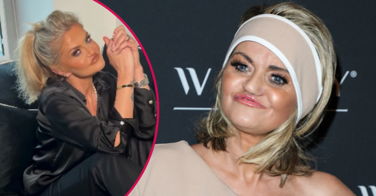 Danniella Westbrook on the red carpet and inset at home