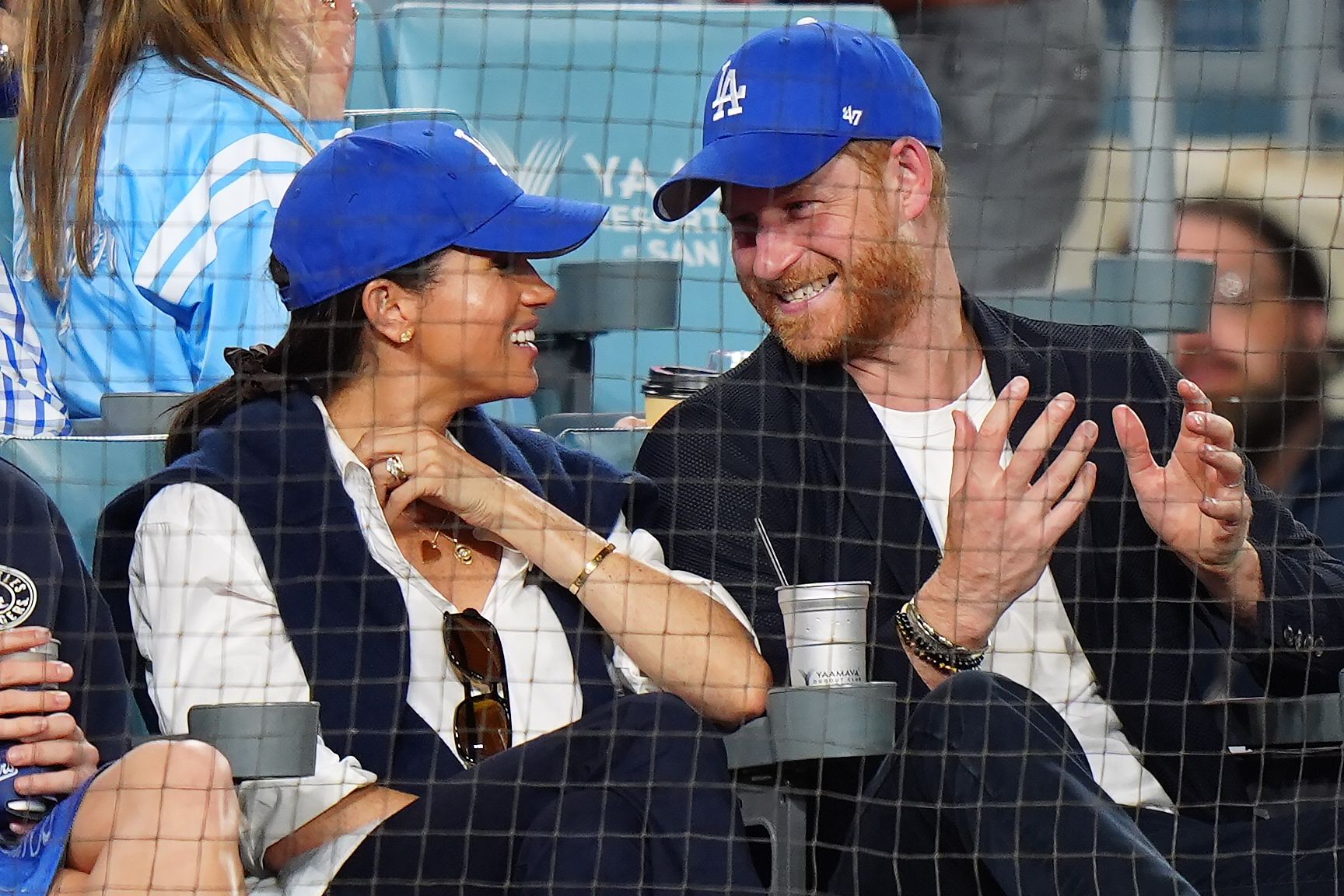 Meghan Markle and Prince Harry watching LA Dodgers
