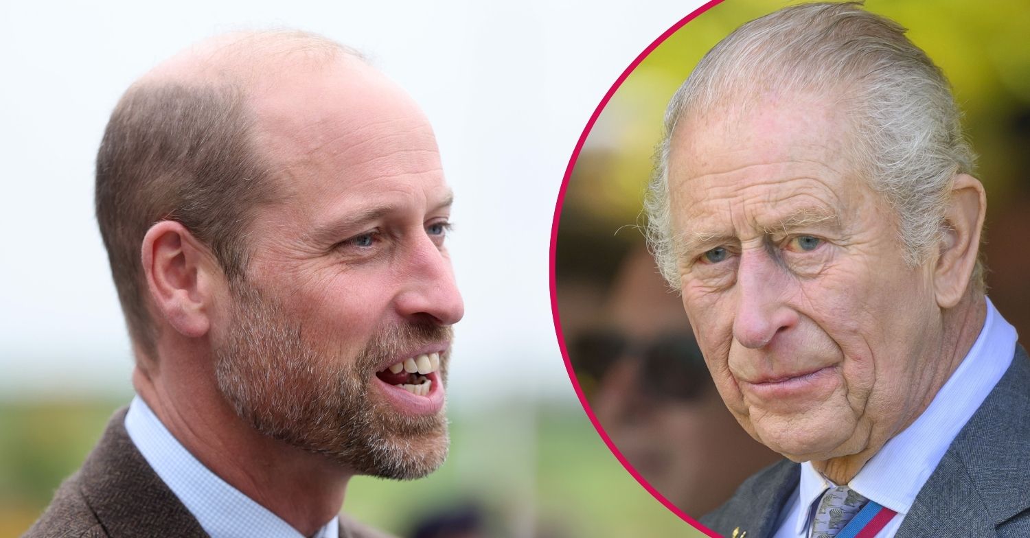 ED composite of Prince William smiling / King Charles in suit