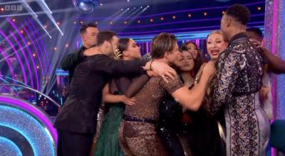 Strictly cast hugging Alex